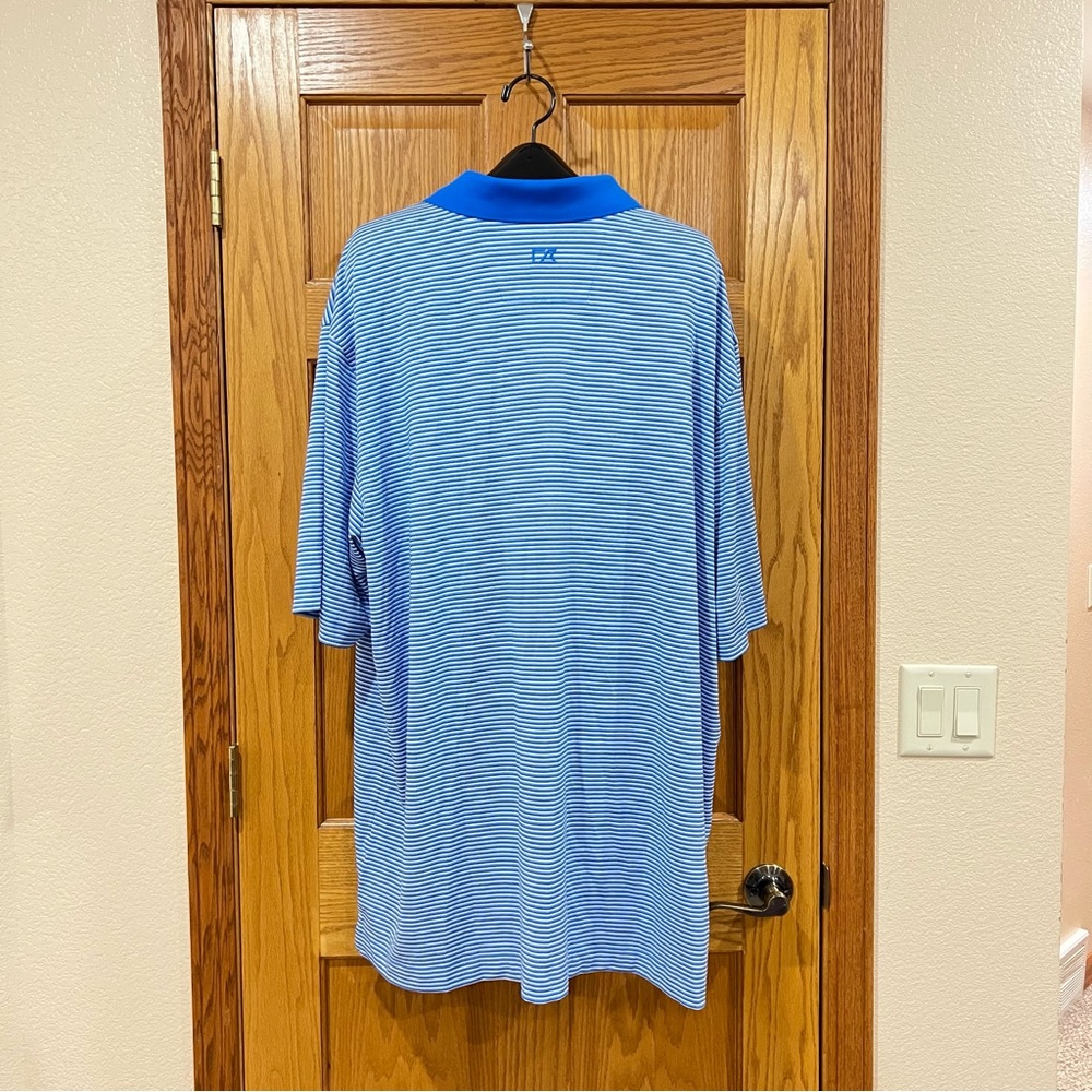 Cutter & Buck Forge Tonal Stripe Stretch Polo Shirt in Digital Blue Size 3XT - Picture 7 of 14